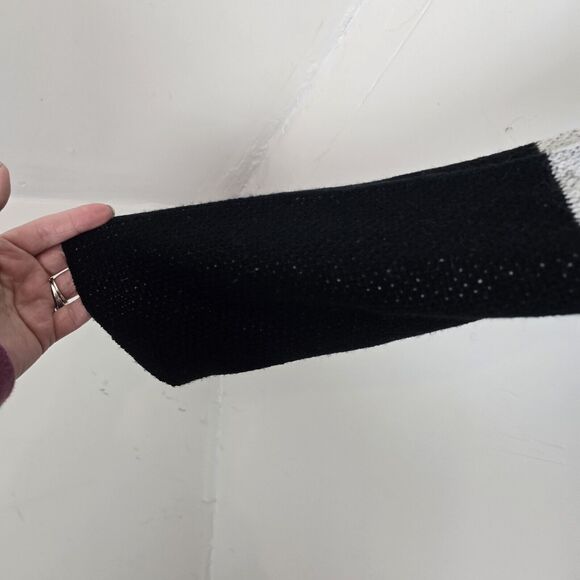 Keren Hart Cardigan Medium Colorblock Beige Black Neutral Sweater Long Open - Picture 3 of 9